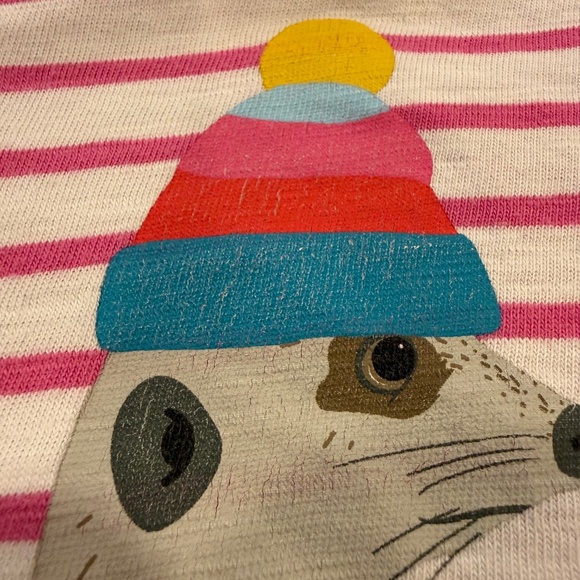 Size 7-8 Mini Boden Animal Logo T-shirt in Ivory/Tickled Pink Meerkat. - Picture 4 of 13